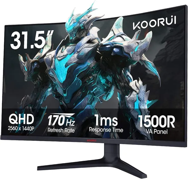 Koorui Gaming Curved (1500R) Monitor 32" QHD 170Hz 1MS Ultrawide Hdmi/Dp 3YW 1000:1 Contrast G3221SC