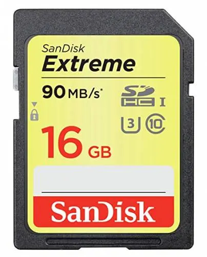 SanDisk 16GB Extreme SDHC Uhs-I Memory Card - 90MB/s, C10, U3, V30, 4K UHD, SD Card
