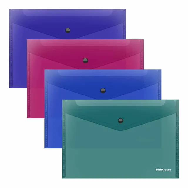 Erichkrause Envelope/Bag B5 W/Button Fizzy Vivid Assorted Colours 59143