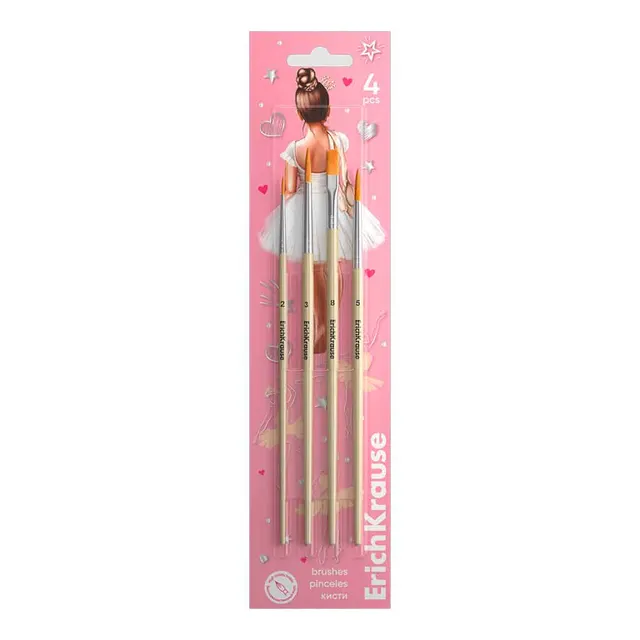 Erichkrause Synthetic Brushes for Watercolor and Gouache Points (4PCS) 61812