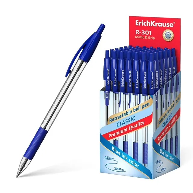 Erichkrause Retractable Ballpoint Pen R-301 Matic&Grip Classic 1.0 Blue 46758