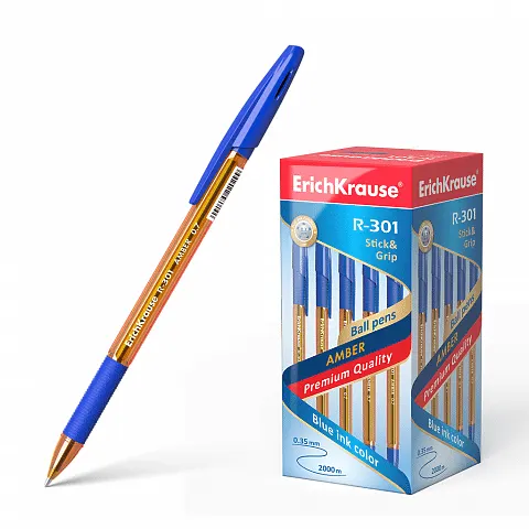 Erichkrause Ballpoint Pen R-301 Amber Stick&Grip 0.7 Blue 39530