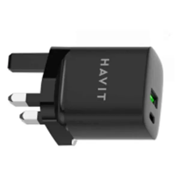 Havit UK 30W Wall Charger Usb-A & Usb-C Gan Quick Charge UC30 Pro Black