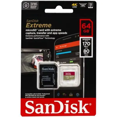 Sandisk Extreme microSDXC 64GB + SD Adapter + 1 Year