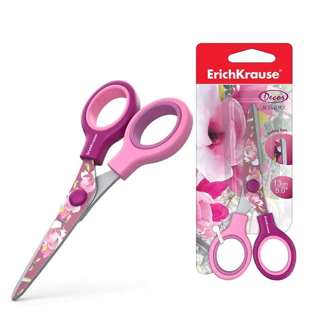 Erichkrause Scissor 13CM Junior Decor Magnolia with Printing On Blades 14598