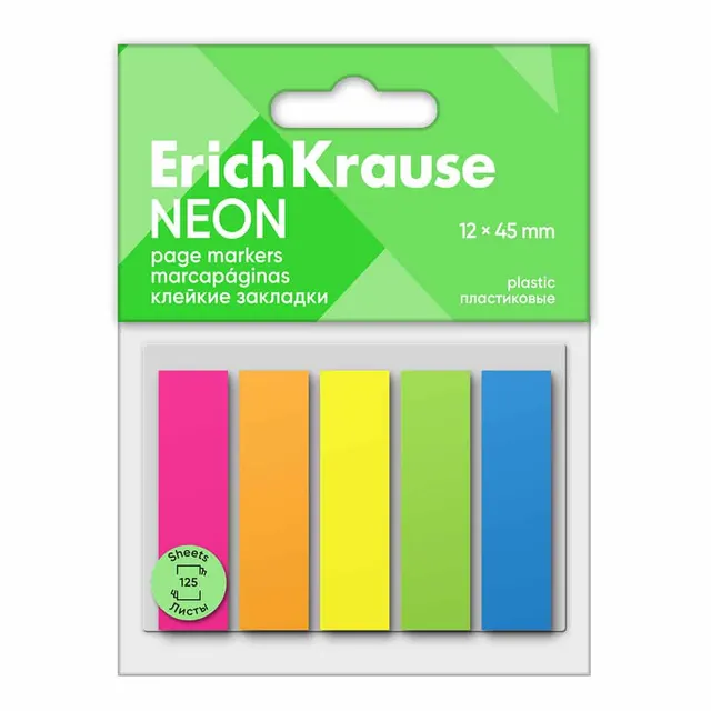 Erichkrause Basic Index 'neon' 12x44 mm (125 sheets/5 colors) 61558