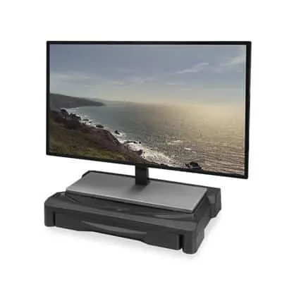 Act Monitor Stand Extra Wide W/One Drawer Adjustable 6 or 9CM Black Act AC8210