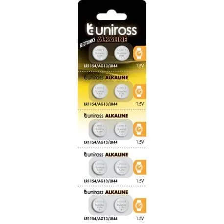 Uniross Battery Alkaline-Coin LR1154 AG13 LR44 10 pcs