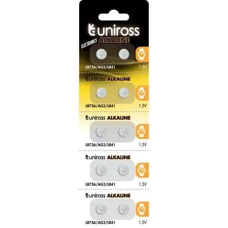 Uniross Alkaline-Coin LR736 AG3 LR41 Battery (10PACK)