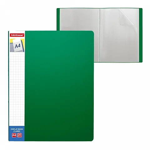 Erichkrause Display Book + Spine Pocket Classic 20 Pockets A4 Green 46073