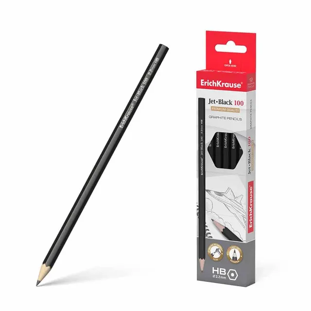 Erichkrause Graphite Hexagonal Pencil with Eraser HB (4PCS) 45607