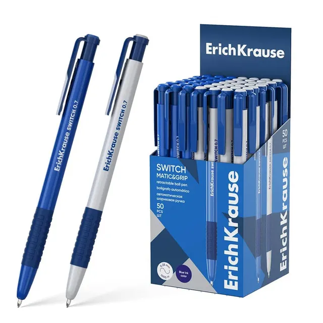 Erichkrause Retractable Ballpoint Pen Switch Matic&Grip 0.7 Blue 61273