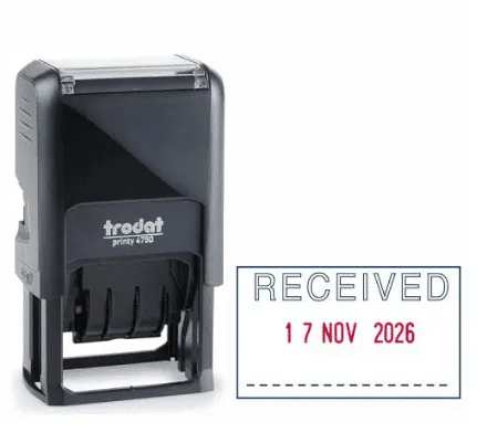 Trodat Received & Date 41X24MM/4MM Black T-4750/L1