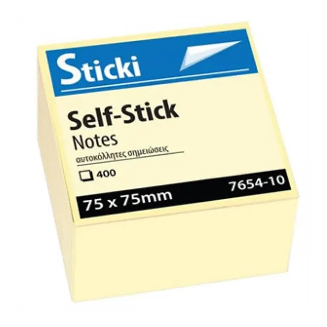 Sticki Pastel Cube 75X75MM Yellow 400SHEETS 7654-10