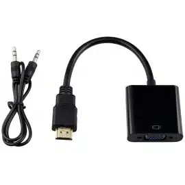 Powertech HDMI M to VGA F with Audio Black