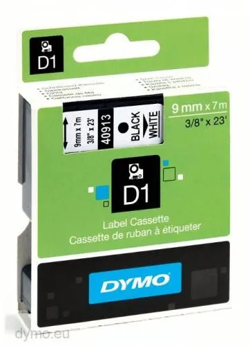 Dymo Tape 9MM Blk/White 40913