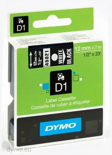 Dymo Tape 12MMX7M BLK/WH 45021