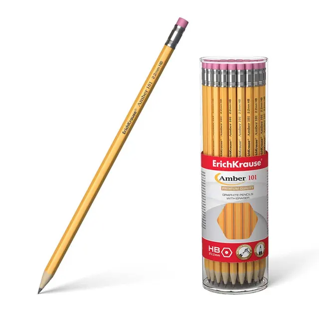 Erichkrause Graphite Hexagonal Pencil with Eraser HB 45602/45601