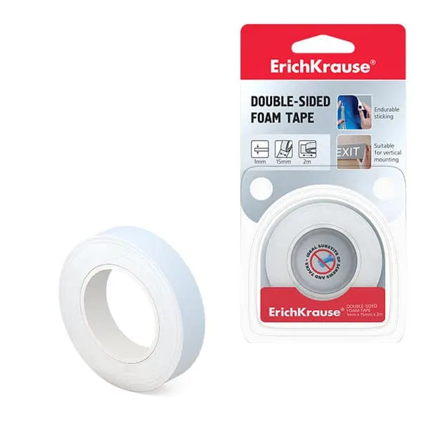 Erichkrause Double Sided Foam Tape 1mm x 15mm x 2m 19448