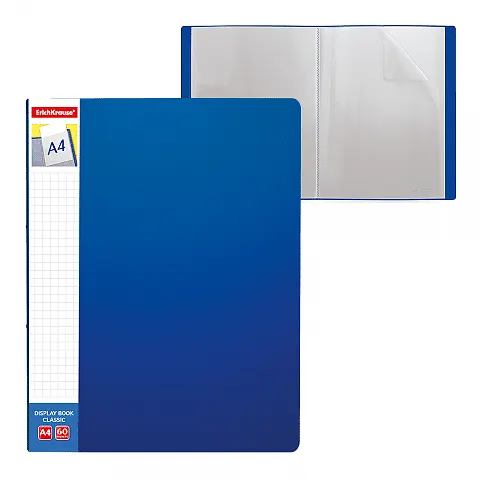 Erichkrause Display Book +Spine Pocket Classic 60 Pockets A4 Blue 43084