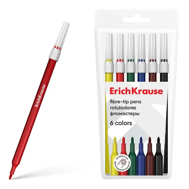 Erichkrause Fibre tip pens Washable (6 Colors) 61827