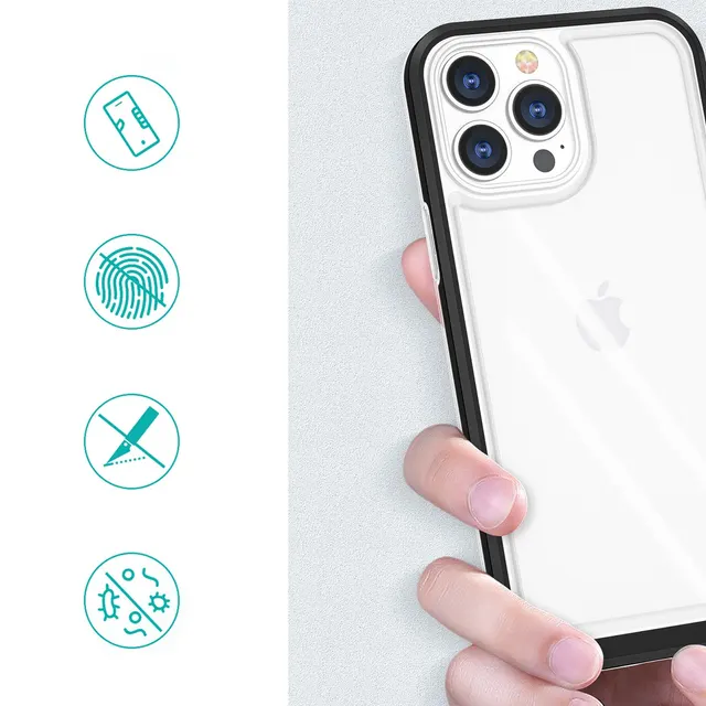 Clear 3IN1 Case for iPhone 14 Plus Silicone Cover with Frame Black