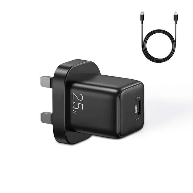 Joyroom Small Fast Type C Charger 25W UK Plug Black + Type C - Type C Cable 1M