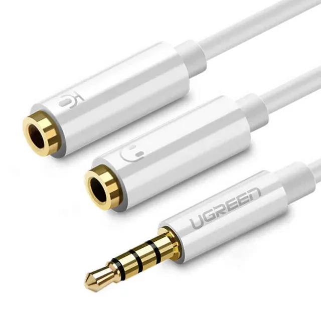 Ugreen cable headphone splitter mini jack 3.5 mm - 2 x mini jack 3.5 mm 20cm white (AV134)