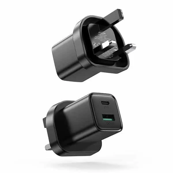 Joyroom Fast UK Wall Charger USB Type C+Usb 20W PD QC3.0 Black