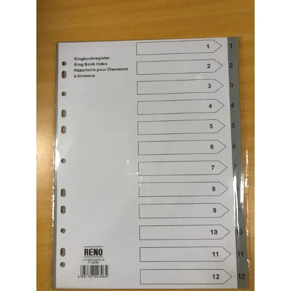 Reno Divider PVC 1-12 W/Numbers F-12HN