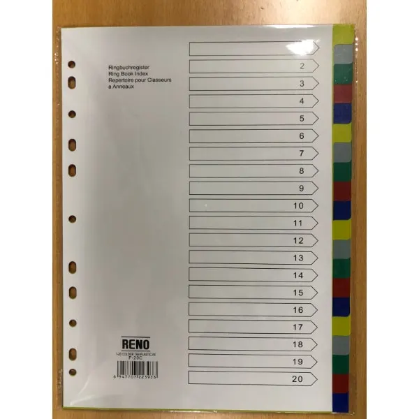 Reno PVC Divider 20-TABS F-20CR