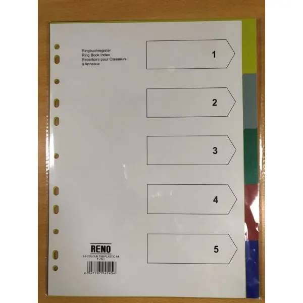 Reno Divider PVC Index 5-TABS Colour F-5C