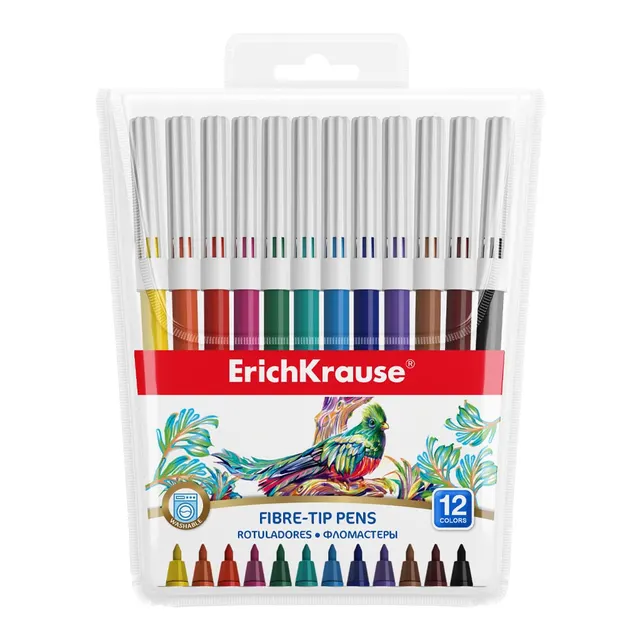 Erichkrause Fibre-Tip Pens Washable 12 Colors 53364