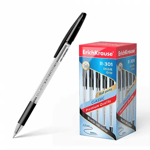 Erichkrause Ballpoint Pen R-301 Classic Stick&Grip 1.0 Black 39528