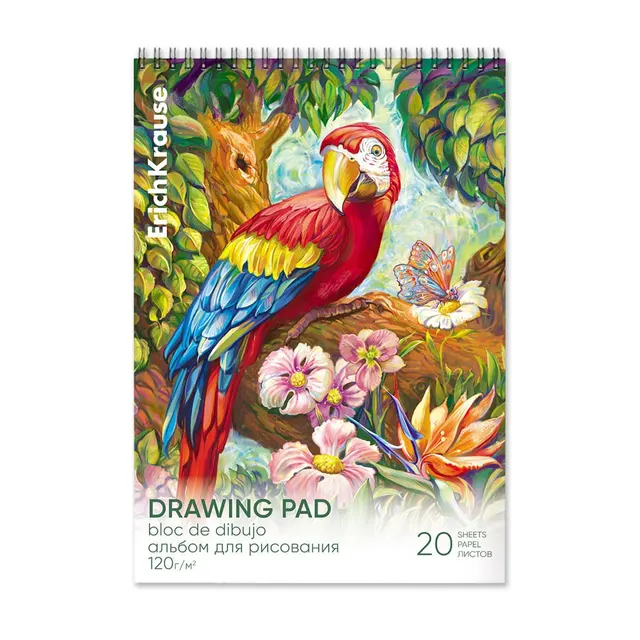 Erichkrause Spiral Drawing Pad Parrot A4 20 Sheets 61525