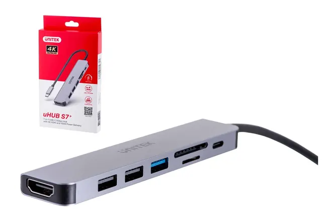 Unitek 7 in 1 Usb-C Hub USB3.0 HDMI/SD/PD100W H1118A