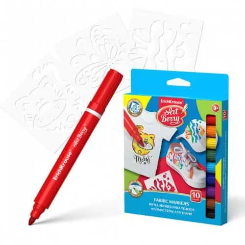 Erichkrause ArtBerry Fabric Markers 10 Colours with 3 template cards 34937