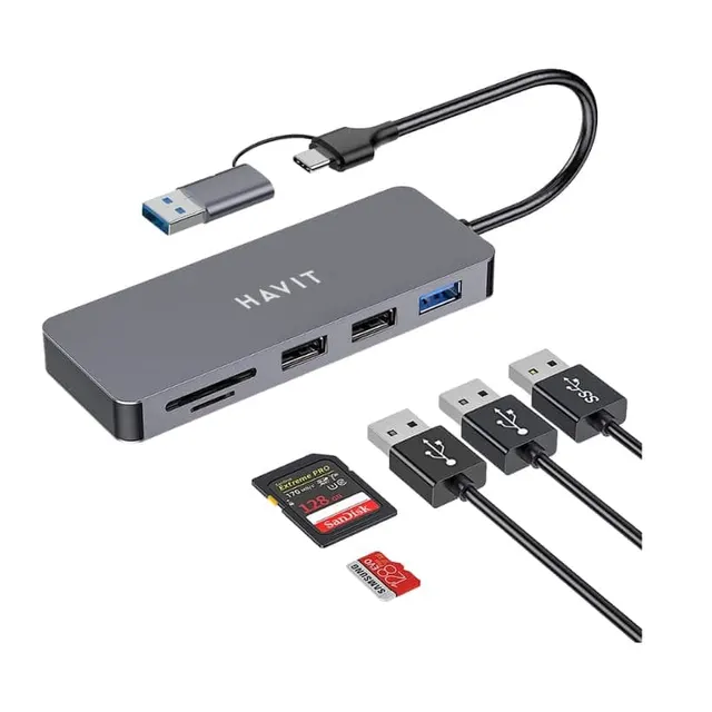 Havit 4 in 1 Hub Usb-C to Usb-A 2.0 & Usb-A 3.0 & Card Reader HV-H41