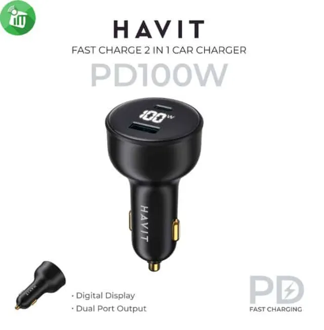 Havit Fast Car Charger USB & Usb-C 100W Black CC100W
