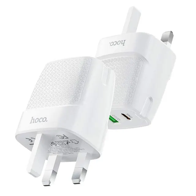 Hoco C85B UK Charger 20W USB + Usb-C White