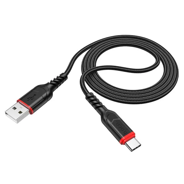 Hoco X59 Victory 3M Braided 60W USB to Usb-C Charging Data Cable Black/Red