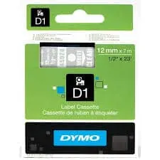 Dymo Tape 12MM White On Clear 45020