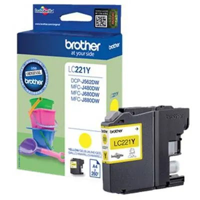Brother Ink Cartridge LC221 Yellow MCFJ 460/480/485/680/880 & DCP562