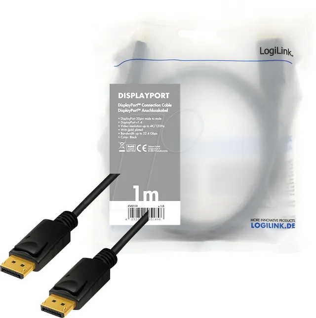 Logilink 1M Display Port 1.4 4K M/M CV0119