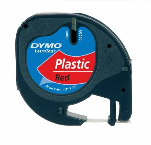 Dymo Tape for Letratag 12MMX4M Black On Red 91203 S0721630