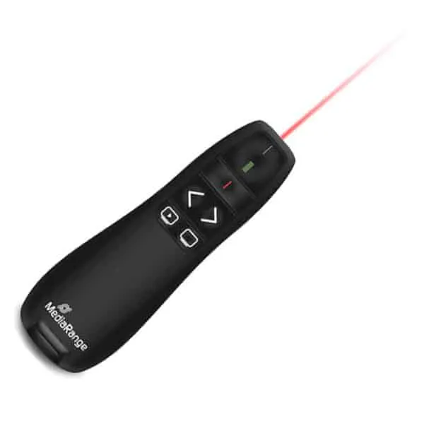Mediarange 5-BUTTON Wireless Presenter with Red Laser Pointer Black MROS220