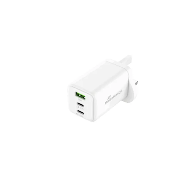 Mediarange 65W Fast Charger UK 2xUSB-C & 1x Usb-A