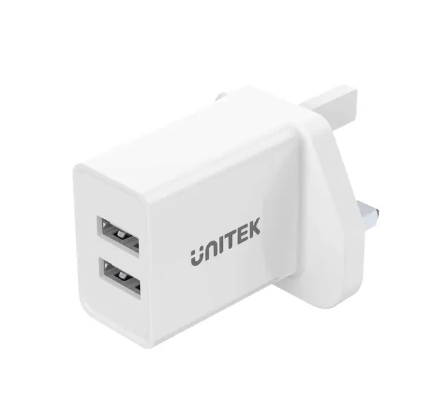 Unitek Wall Charger UK Plug 2XUSB-A 2.4A White P1113-UK