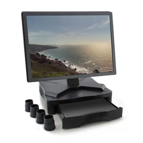 Ewent Monitor Stand Adjustable + Drawer for 27KG Black EW1280