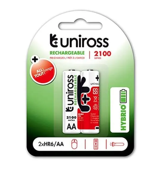 Uniross Rechargeable Batteries Aa 2100 Hybrio 2PCS